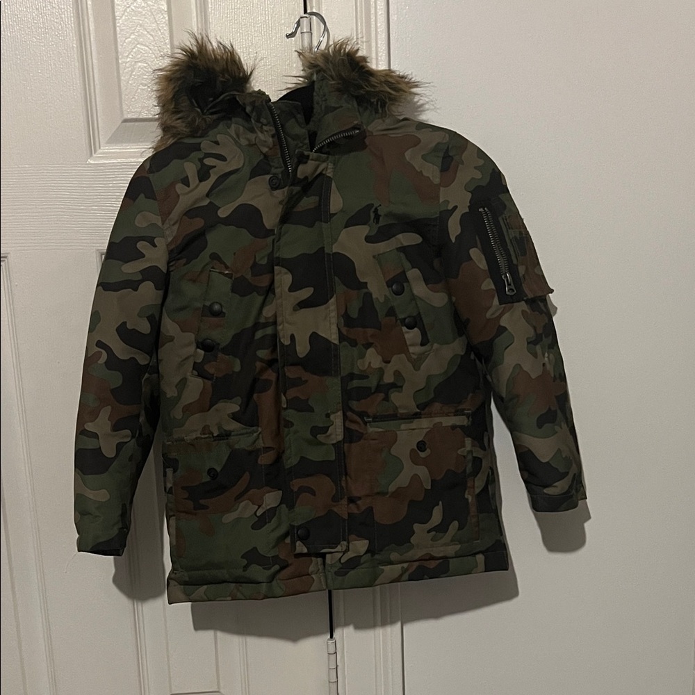 Polo by Ralph Lauren Camouflage Puffer Jacket. Faux Fur not on the Hood